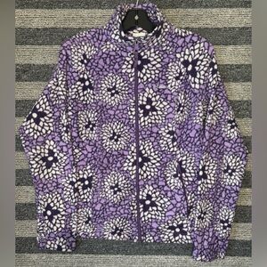 Columbia Sportswear Women’s Purple Floral Full-Zip Fleece Sweater Jacket Medium